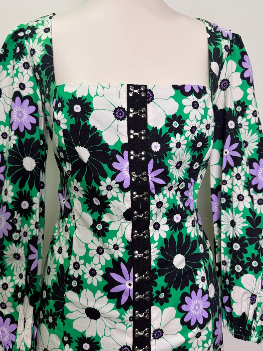 ALEXIA ADMOR Retro Floral Corset Accent Mini Dress Womens 8 - Picture 2 of 10